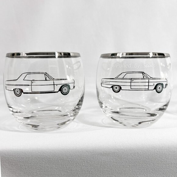 Vintage 1960s American Cut Crystal Chevrolet Automobile Glassware Set of 6 - GUC - Picture 8 of 16